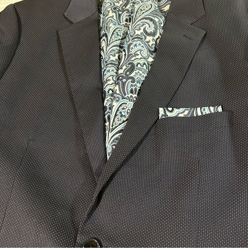 Alan Flusser Blazer Men’s Navy Micro Dot Sport Coat Jacket Business Formal Sz L